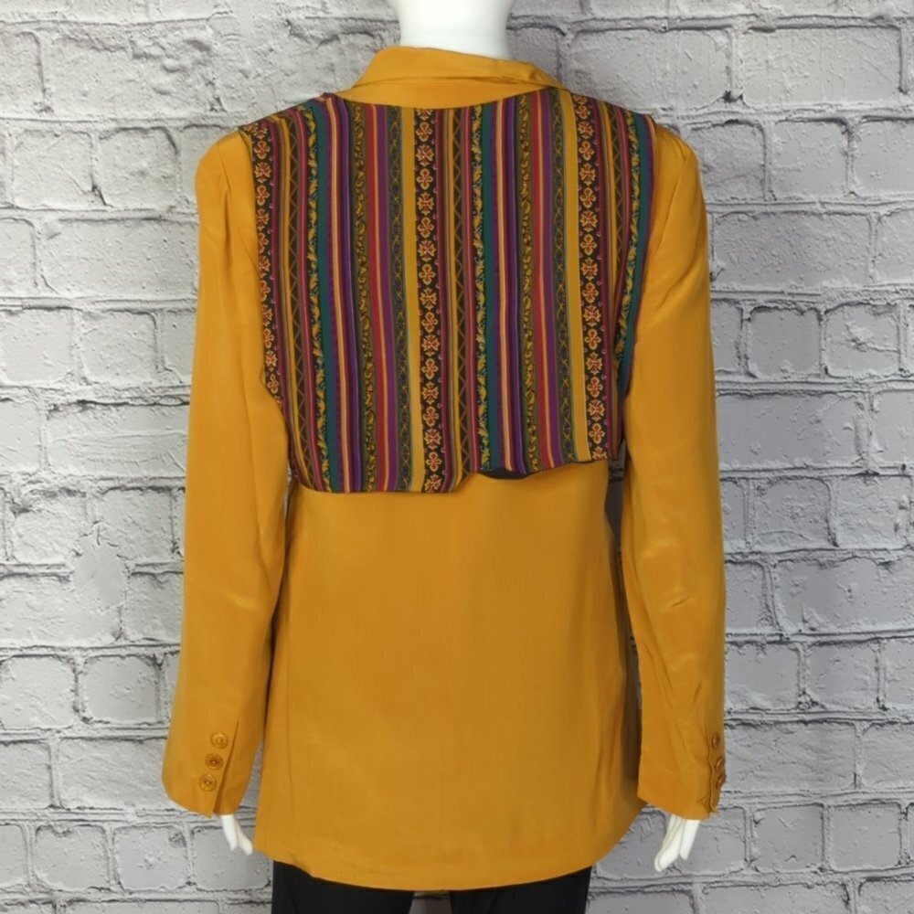 Silk Boutique Yellow Button Blouse with Vest, Women's 10 - Picture 3 of 11